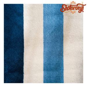 Coastal Comfort Blue & Cream Striped Plush Square Area Rug