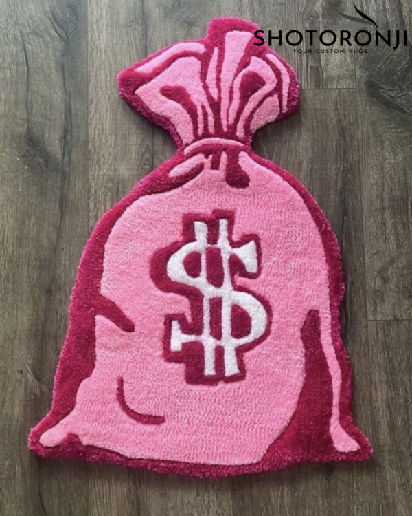 Shotorongi Studio- Custom Rug design - product- (22) Pink Money Bag Tufted Rug