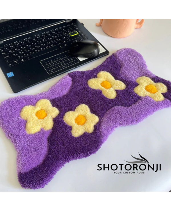 Purple Daisy Keyboard Size Tufted Rug