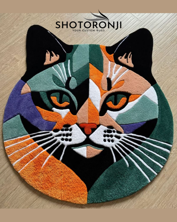 Shotorongi Studio- Custom Rug design - product- (42) Geometric Cat Face Tufted Rug